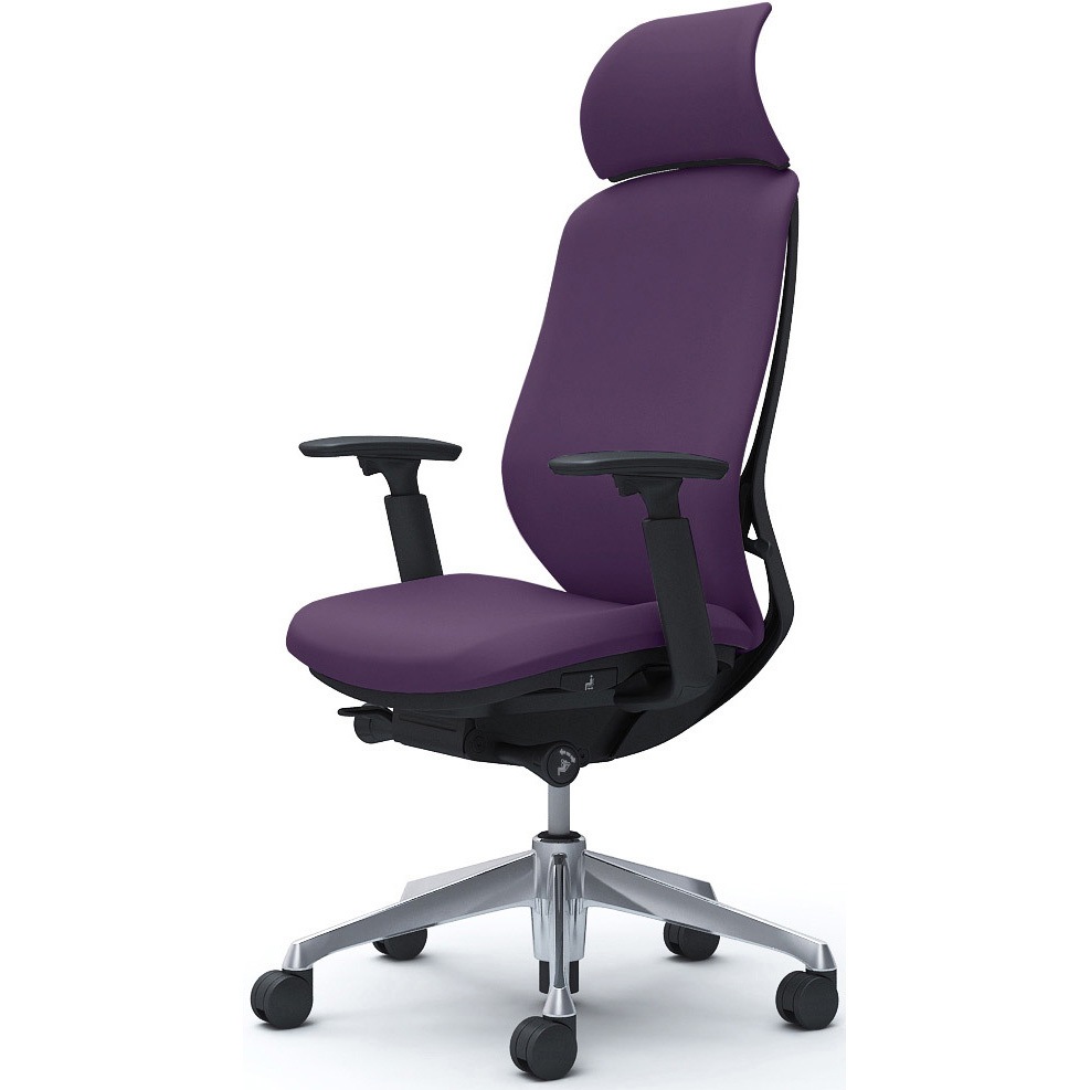 C68CBR FSF0 シルフィー可動肘 背クッションEXハイ ブラックボディ ハンガー無 ランバー無 アルミ脚 オカムラ(岡村製作所) アジャストアーム パープル色   C68CBR FSF0