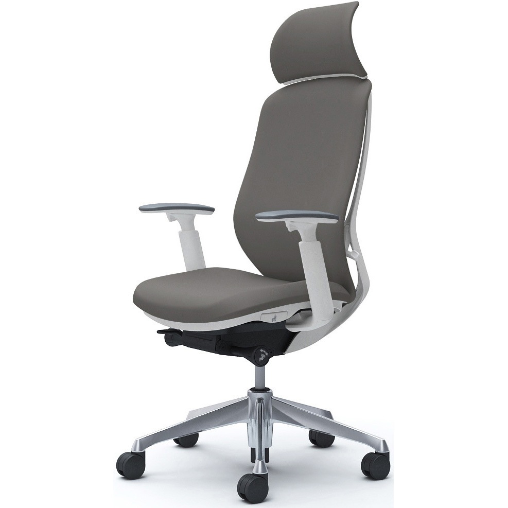 C68CBW FSG2 シルフィー可動肘 背クッションEXハイ ホワイトボディ ハンガー無 ランバー無 アルミ脚 オカムラ(岡村製作所) アジャストアーム ミディアムグレー色   C68CBW FSG2