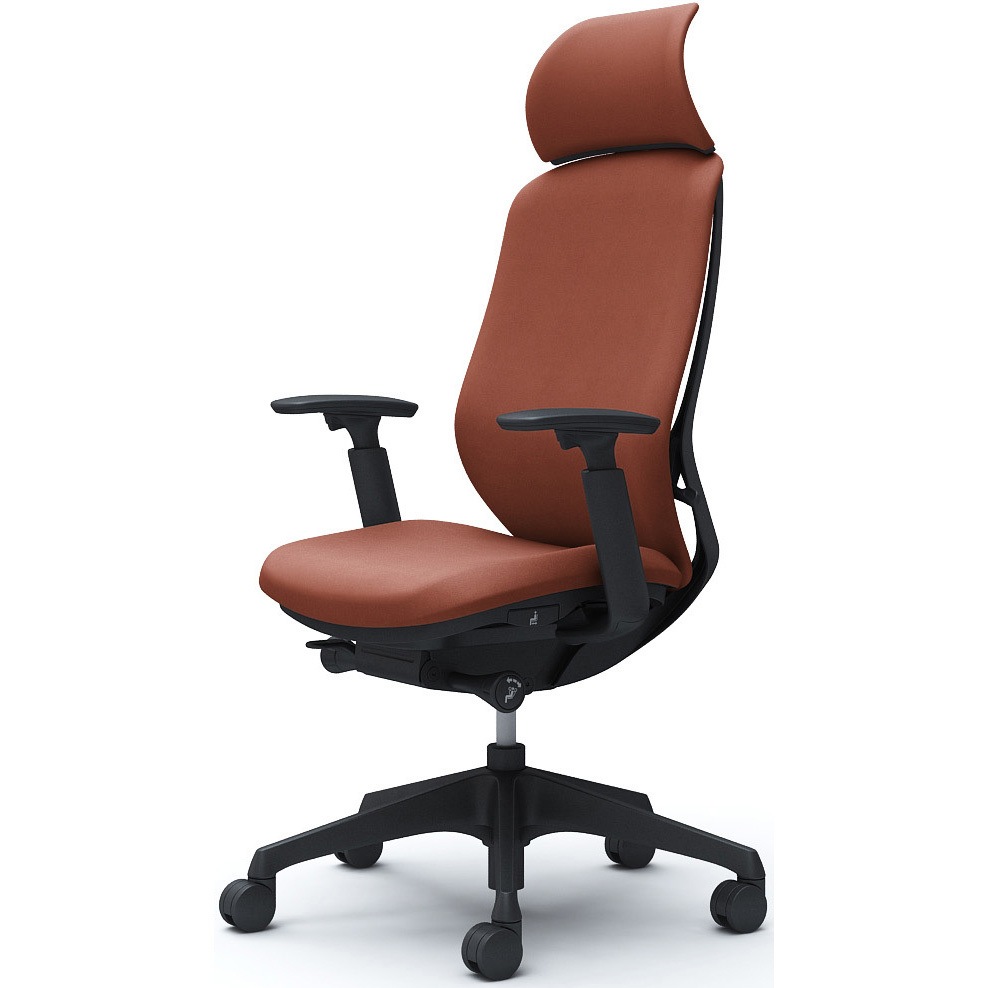 C68CXR FXW6 シルフィー可動肘 背クッションEXハイ ブラックボディ ハンガー無 ランバー無 樹脂脚 オカムラ(岡村製作所) アジャストアーム テラコッタ色   C68CXR FXW6