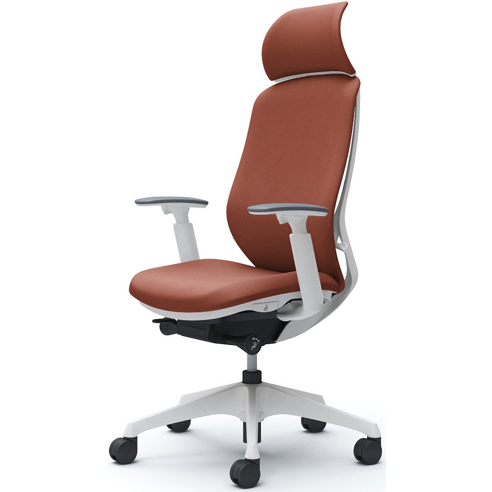 C68CXW FXW6 シルフィー可動肘 背クッションEXハイ ホワイトボディ ハンガー無 ランバー無 樹脂脚 オカムラ(岡村製作所) アジャストアーム テラコッタ色   C68CXW FXW6