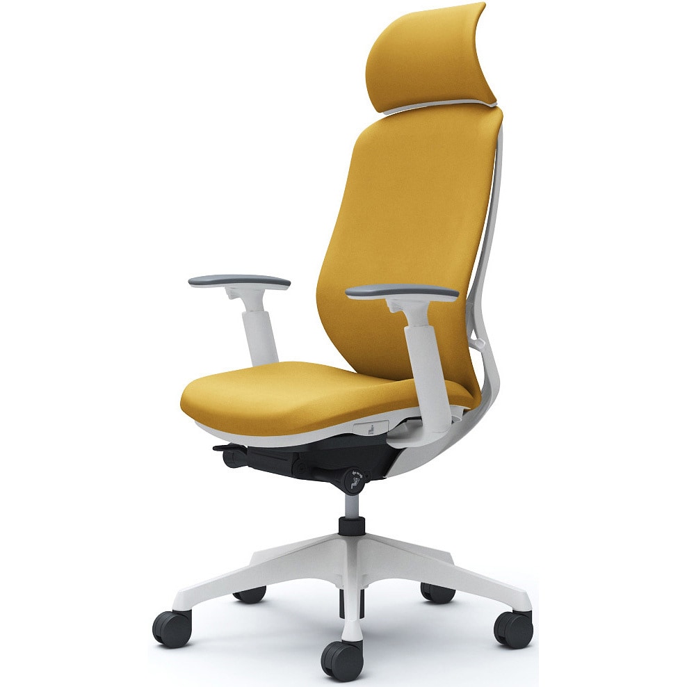 C68CXW FXW7 シルフィー可動肘 背クッションEXハイ ホワイトボディ ハンガー無 ランバー無 樹脂脚 オカムラ(岡村製作所) アジャストアーム イエロー色   C68CXW FXW7