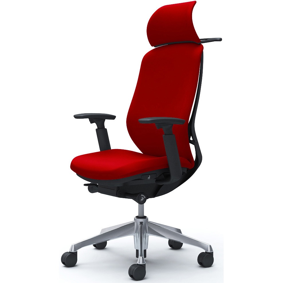 C68DBR FSF9 シルフィー可動肘 背クッションEXハイ ブラックボディ ハンガー有 ランバー無 アルミ脚 オカムラ(岡村製作所) アジャストアーム レッド色   C68DBR FSF9