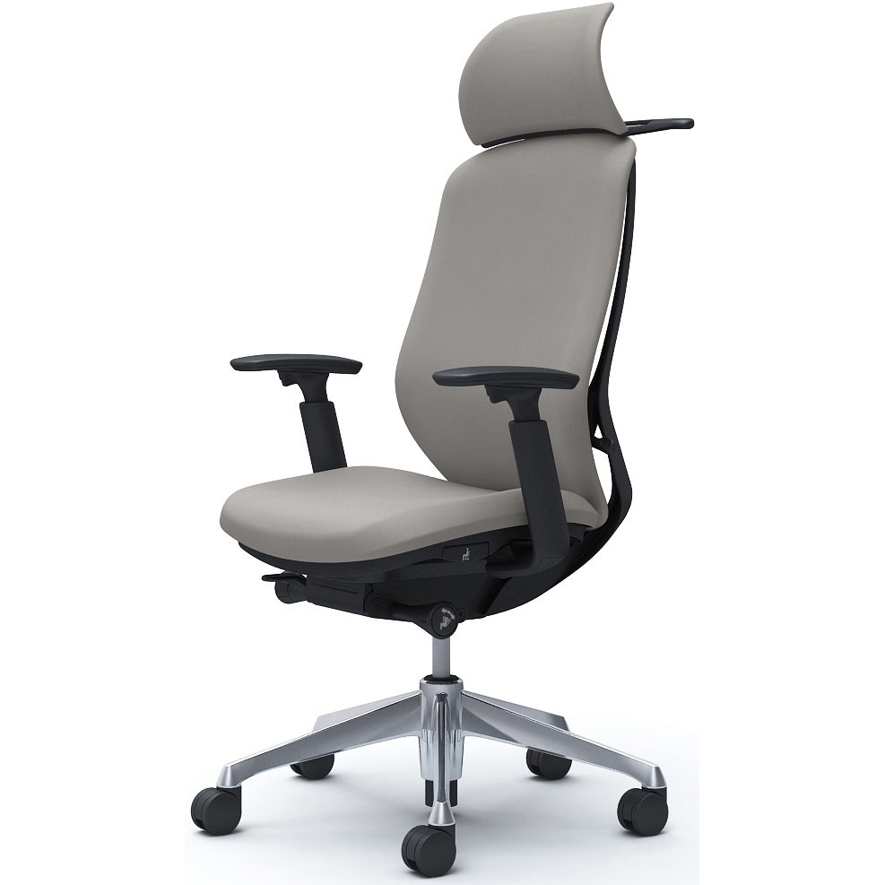 C68DBR FSG3 シルフィー可動肘 背クッションEXハイ ブラックボディ ハンガー有 ランバー無 アルミ脚 オカムラ(岡村製作所) アジャストアーム ライトグレー色   C68DBR FSG3