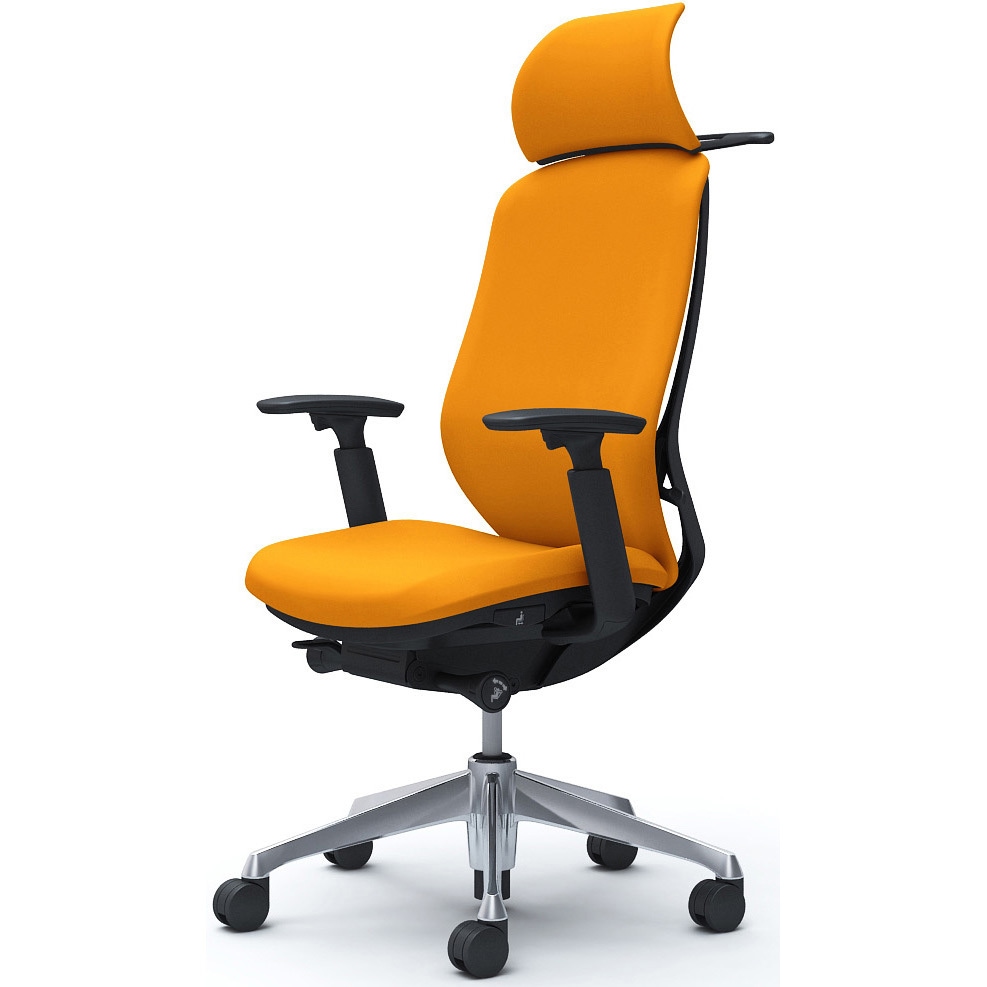 C68DBR FSG8 シルフィー可動肘 背クッションEXハイ ブラックボディ ハンガー有 ランバー無 アルミ脚 オカムラ(岡村製作所) アジャストアーム オレンジ色   C68DBR FSG8