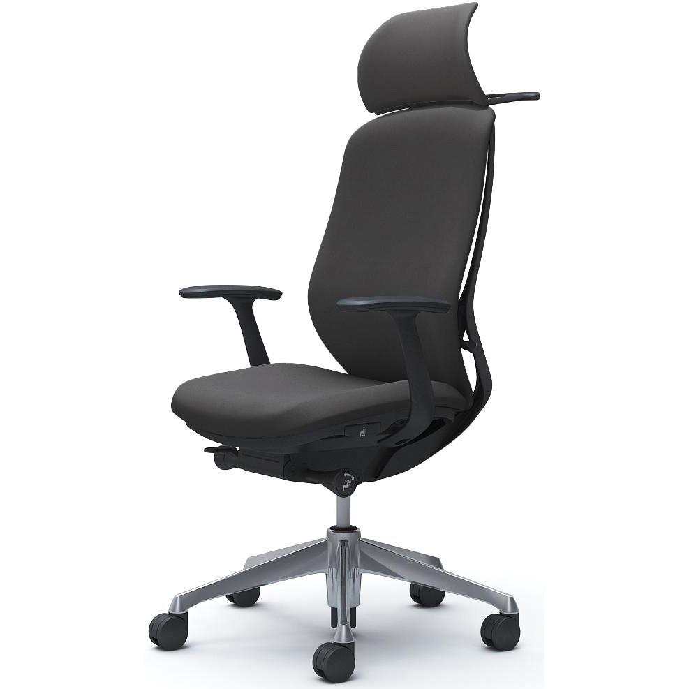 C68DBR FXW0 シルフィー可動肘 背クッションEXハイ ブラックボディ ハンガー有 ランバー無 アルミ脚 オカムラ(岡村製作所) アジャストアーム ダークグレー色   C68DBR FXW0
