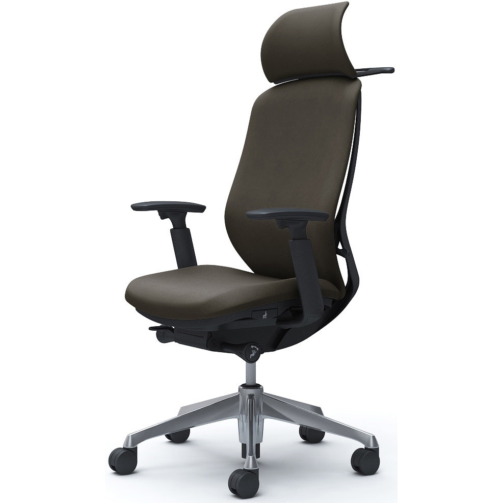 C68DBR FXW3 シルフィー可動肘 背クッションEXハイ ブラックボディ ハンガー有 ランバー無 アルミ脚 オカムラ(岡村製作所) アジャストアーム ダークブラウン色   C68DBR FXW3