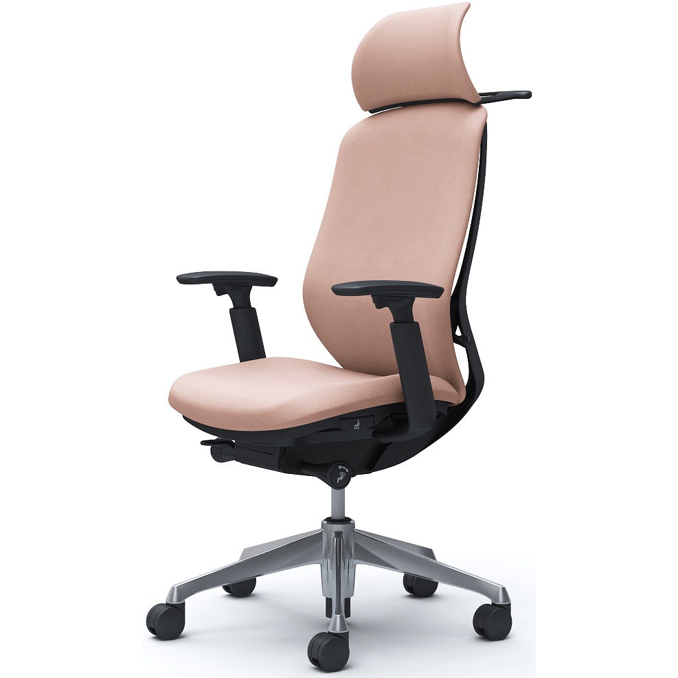 C68DBR FXW8 シルフィー可動肘 背クッションEXハイ ブラックボディ ハンガー有 ランバー無 アルミ脚 オカムラ(岡村製作所) アジャストアーム ペールピンク色   C68DBR FXW8