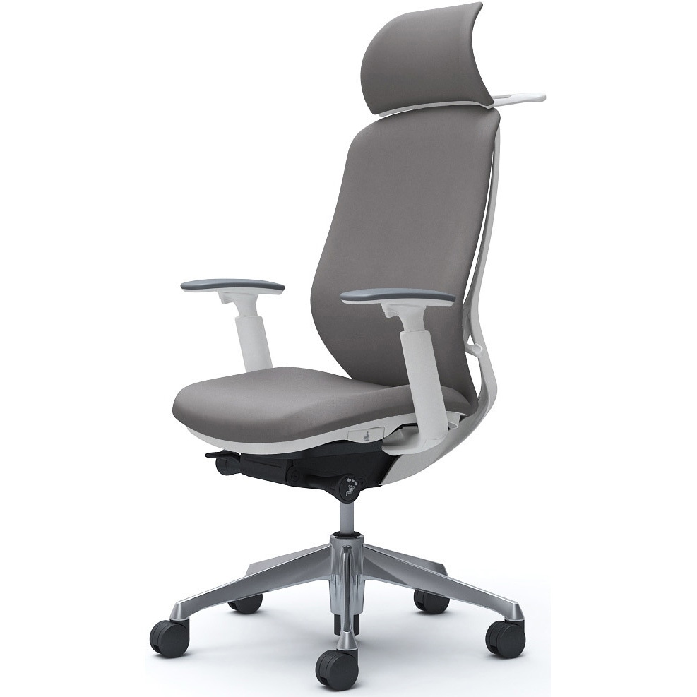 C68DBW FXW1 シルフィー可動肘 背クッションEXハイ ホワイトボディ ハンガー有 ランバー無 アルミ脚 オカムラ(岡村製作所) アジャストアーム グレー色   C68DBW FXW1