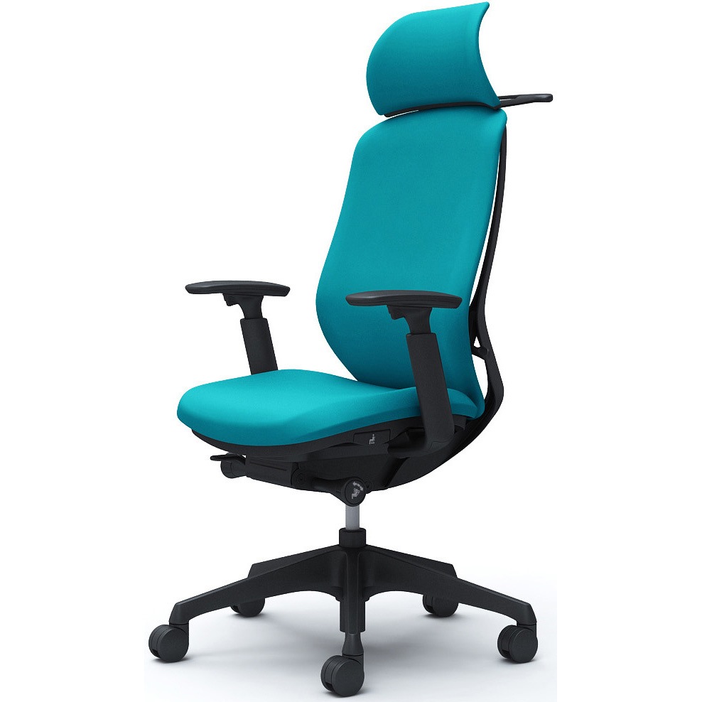 C68DXR FSG6 シルフィー可動肘 背クッションEXハイ ブラックボディ ハンガー有 ランバー無 樹脂脚 オカムラ(岡村製作所) アジャストアーム ブルーグリーン色   C68DXR FSG6