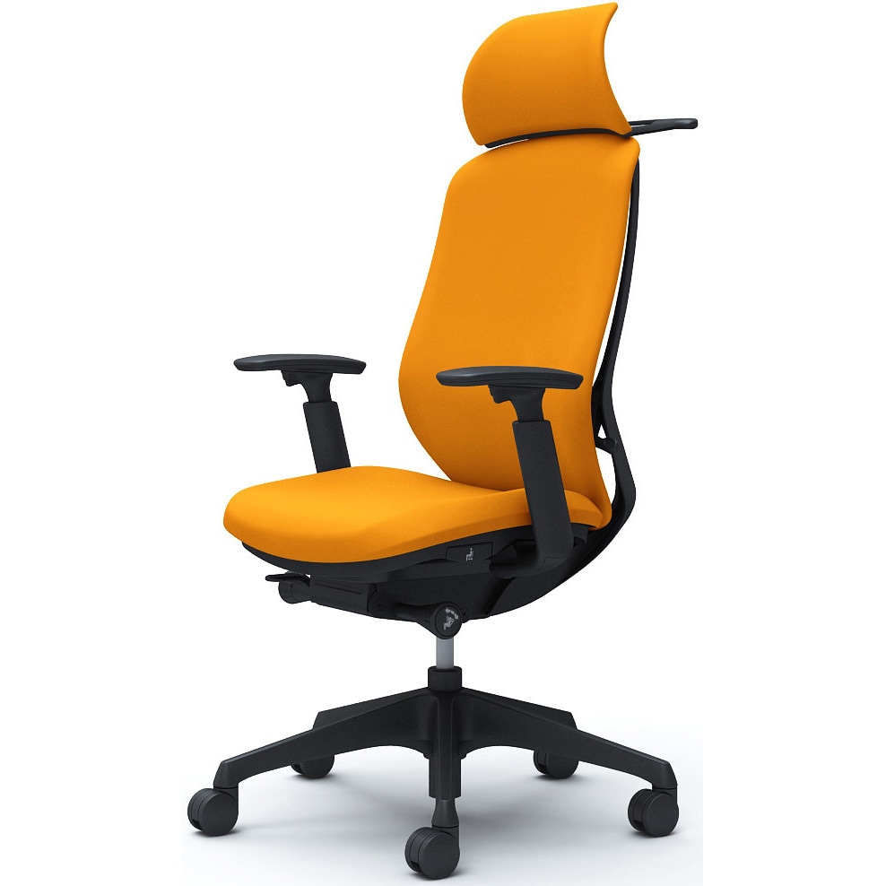 C68DXR FSG8 シルフィー可動肘 背クッションEXハイ ブラックボディ ハンガー有 ランバー無 樹脂脚 オカムラ(岡村製作所) アジャストアーム オレンジ色   C68DXR FSG8