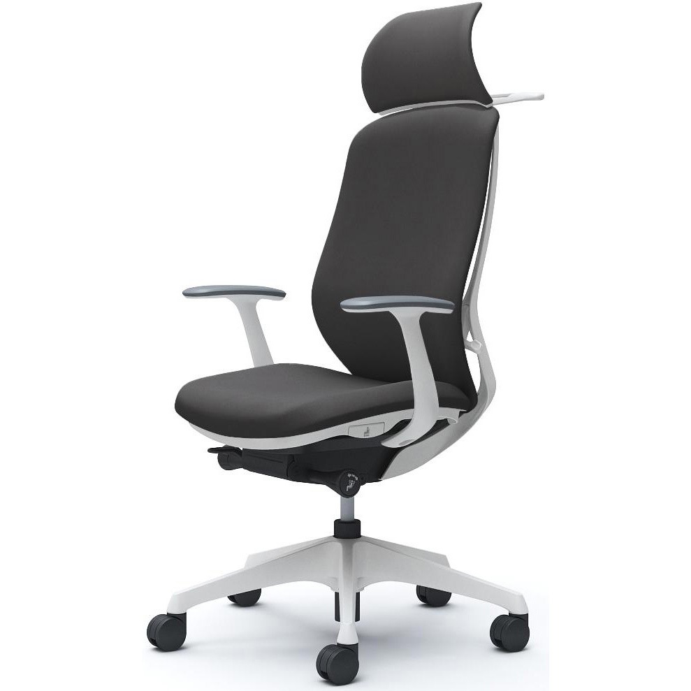 C68DXW FXW0 シルフィー可動肘 背クッションEXハイ ホワイトボディ ハンガー有 ランバー無 樹脂脚 オカムラ(岡村製作所) アジャストアーム ダークグレー色   C68DXW FXW0
