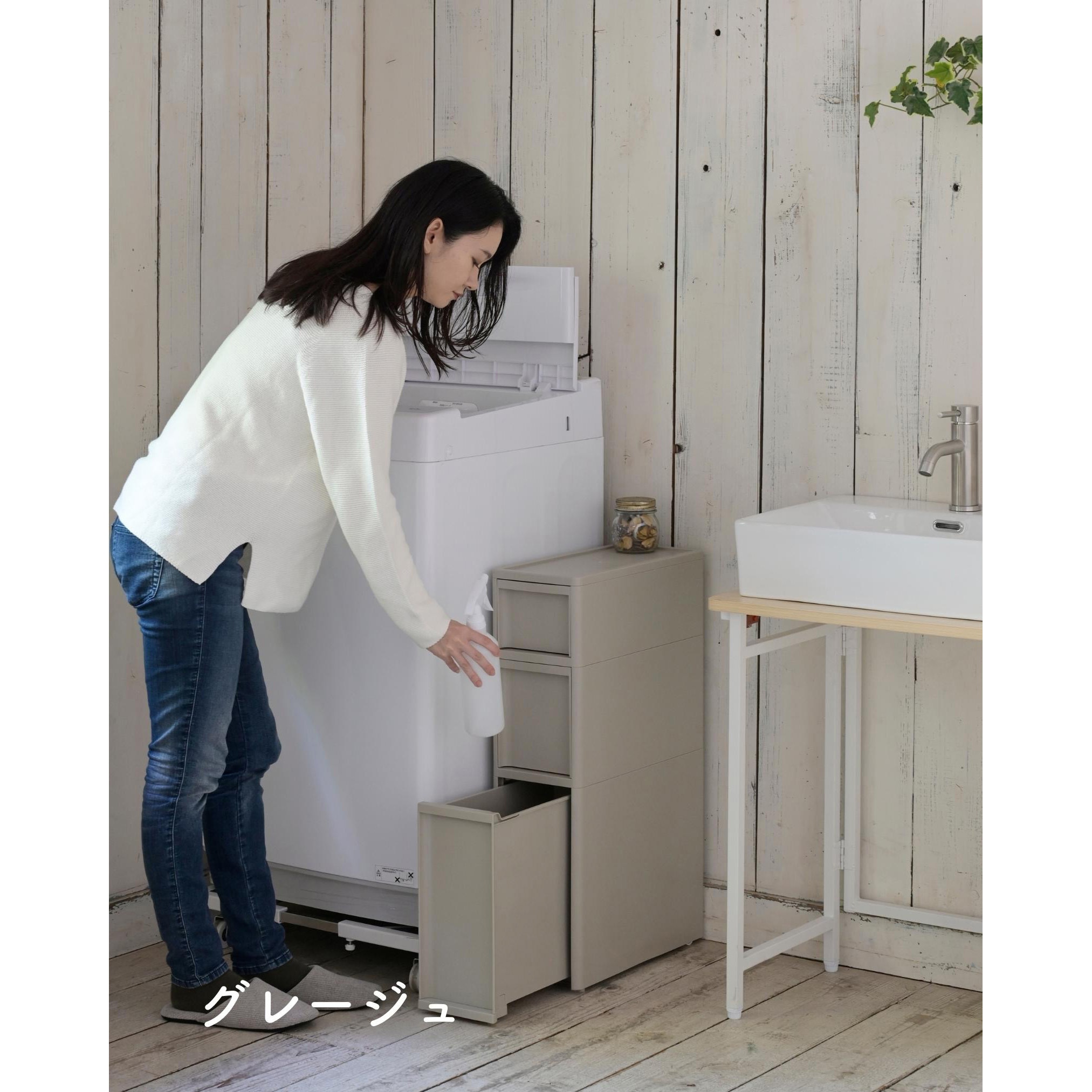 LI-S1M1L1 WH/WH スリムストッカー 隠しキャスター付き JEJア