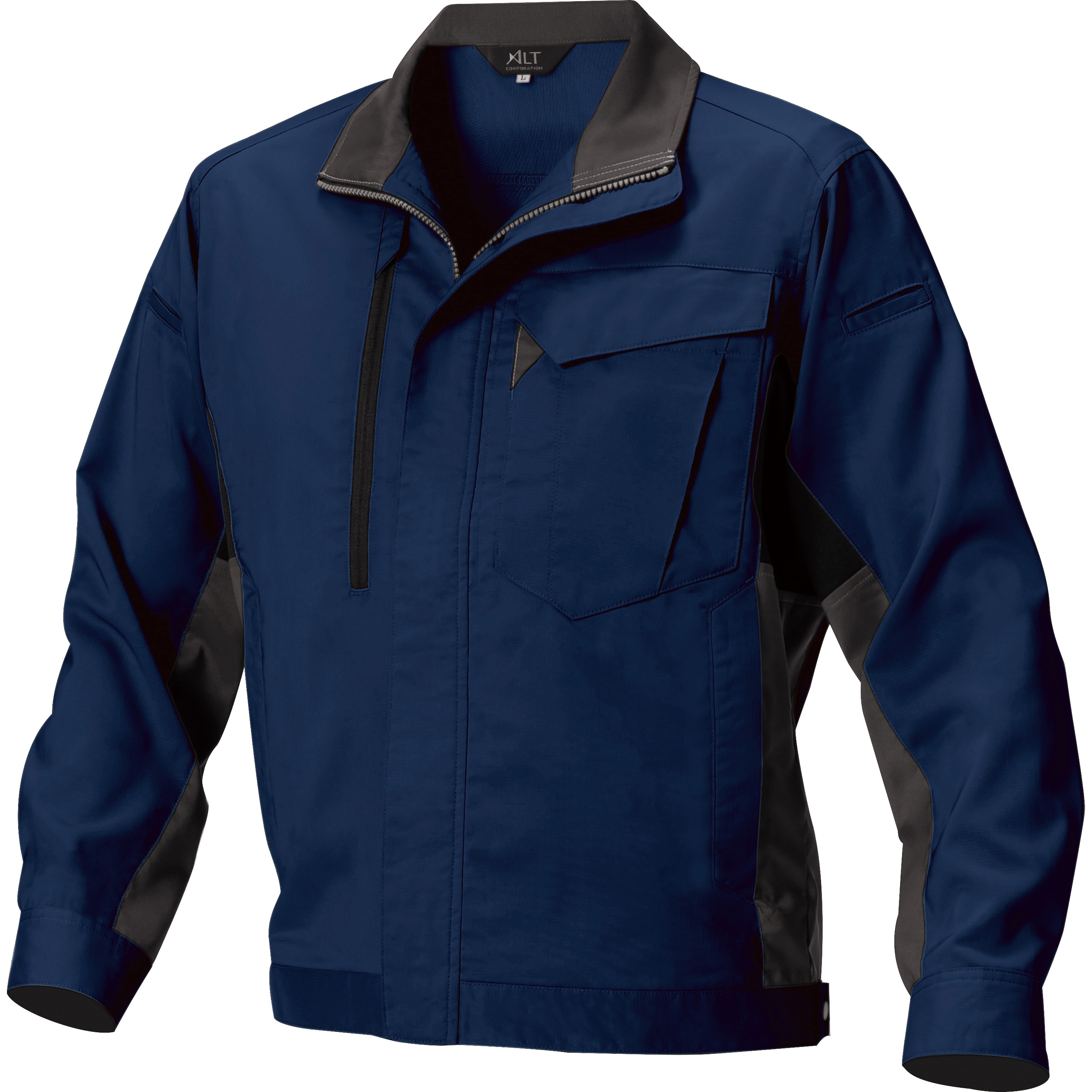 EC113-100 長袖ブルゾン アルトコーポレーション 名入れ可 混率(%):ポリエステル95/綿5 東レエコディアPET裏綿 ネイビー色 5L着丈71cm  EC113-100