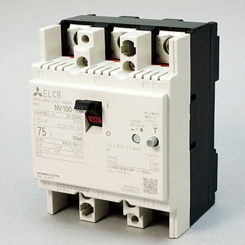 NV100-KC 3P 75A 100-200V 100MA W 分電盤・制御盤用遮断器 漏電遮断器