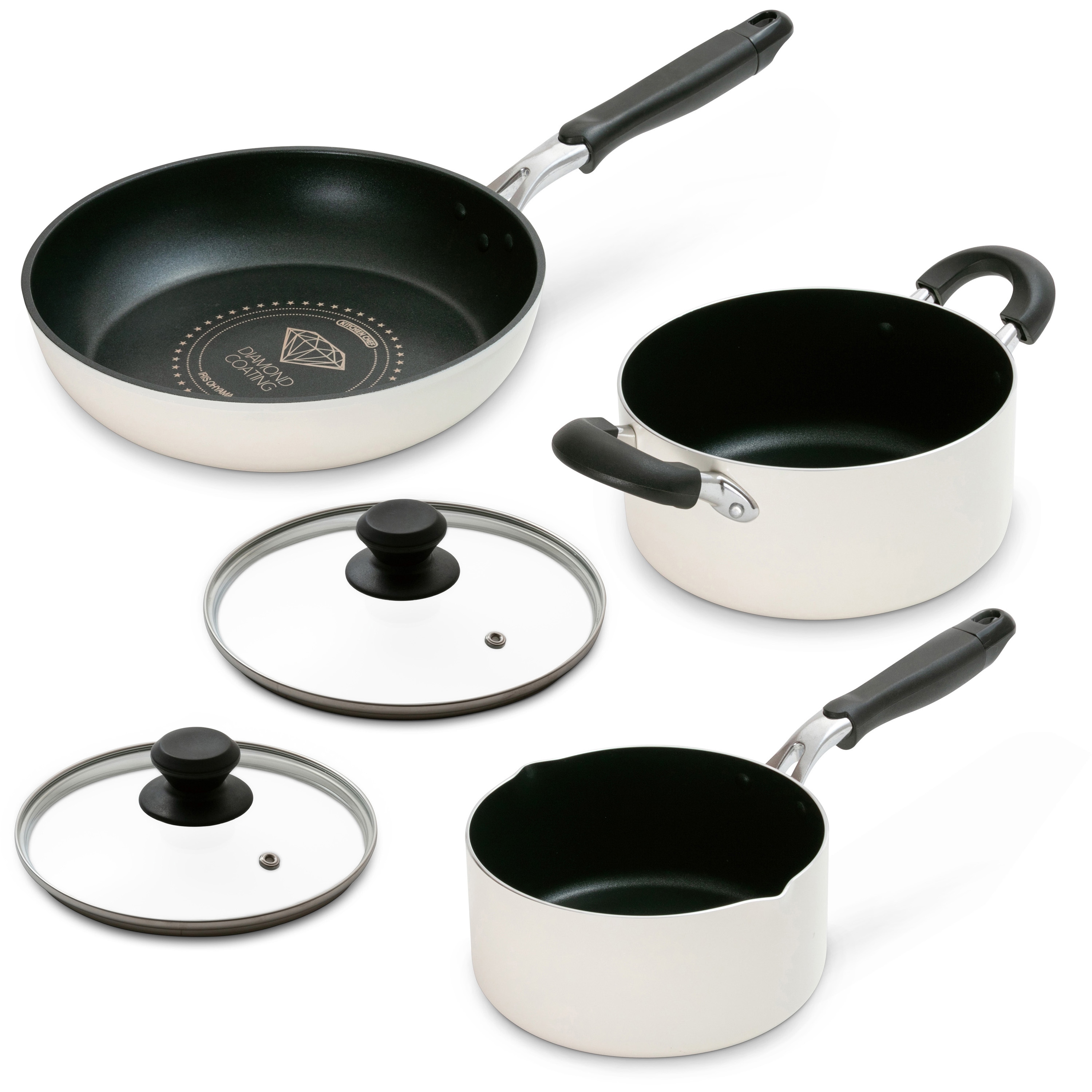 DCI-FP5S ダイヤモンドコートフライパン・鍋 5点セット 1個 アイリス