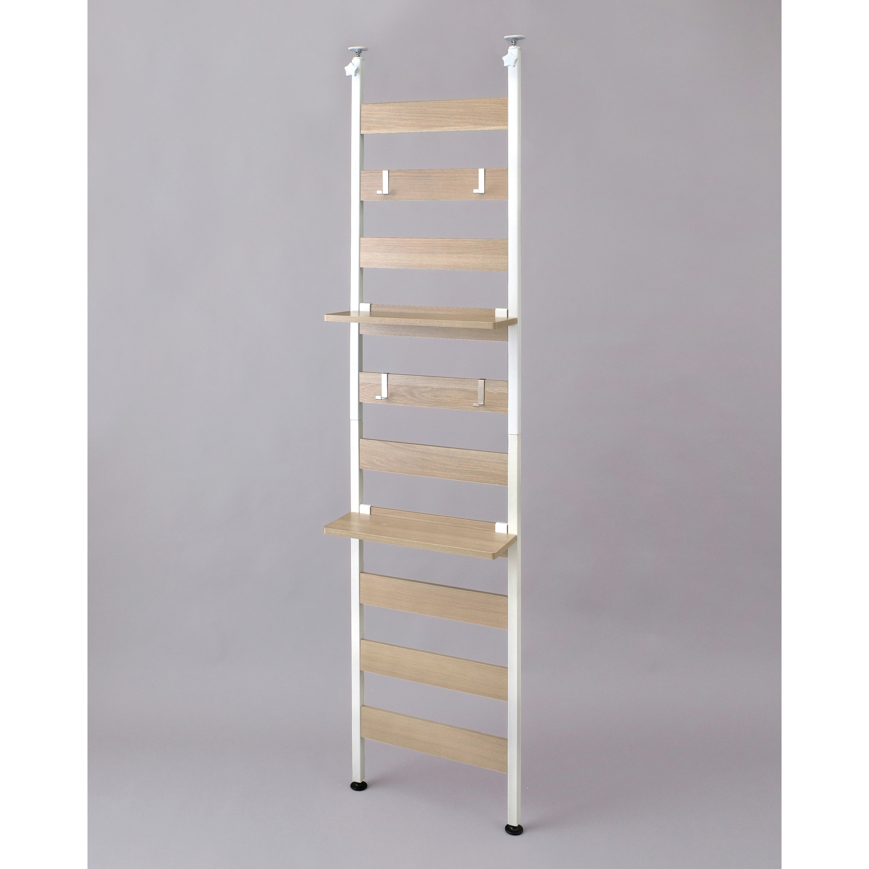 WLR-T46 ウッドウォールラック棚付き アイリスオーヤマ ホワイト色 幅481mm奥行192mm高さ2014～2665mm  WLR-T46