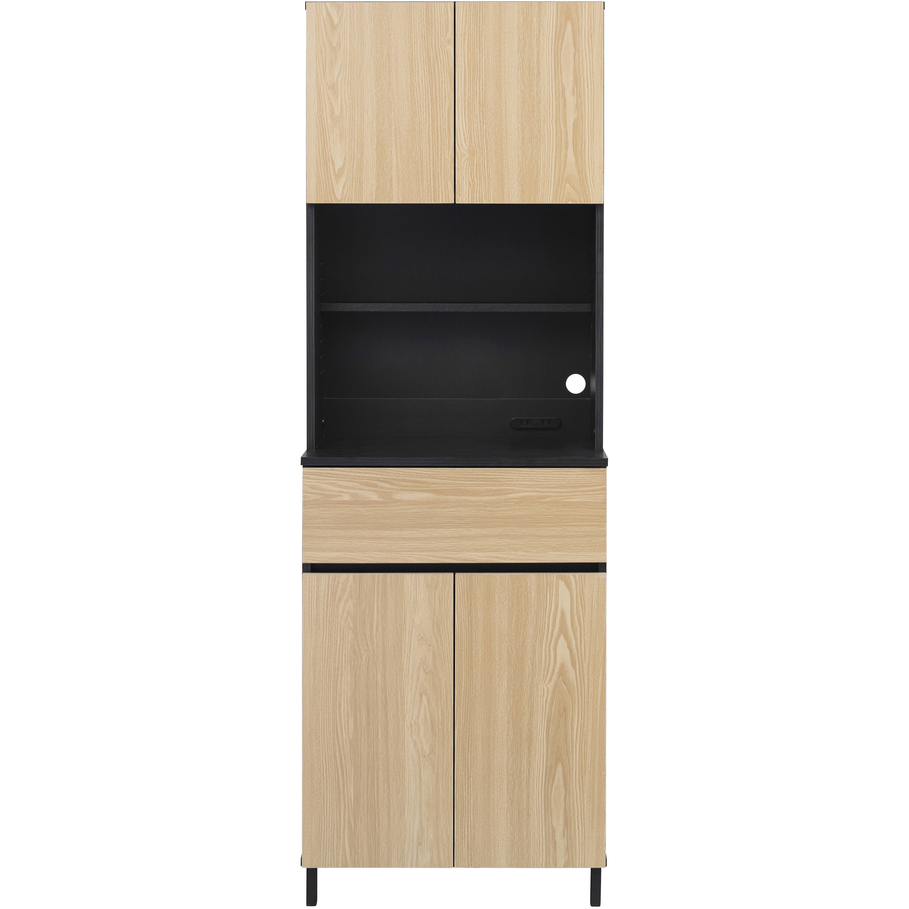 KCB-590H キッチンキャビネット アイリスオーヤマ ナチュラル/ブラック色 幅595mm奥行398mm高さ1767mm  KCB-590H