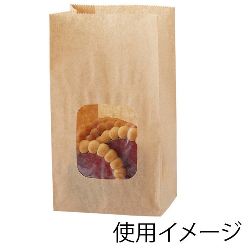 004738611 窓付耐油角底袋 HEIKO 寸法90×60×160mm 1パック(100枚