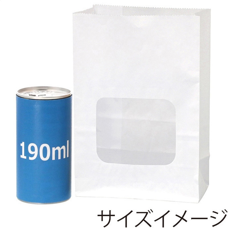 004738612 窓付耐油角底袋 HEIKO 寸法110×60×160mm 1パック(100枚