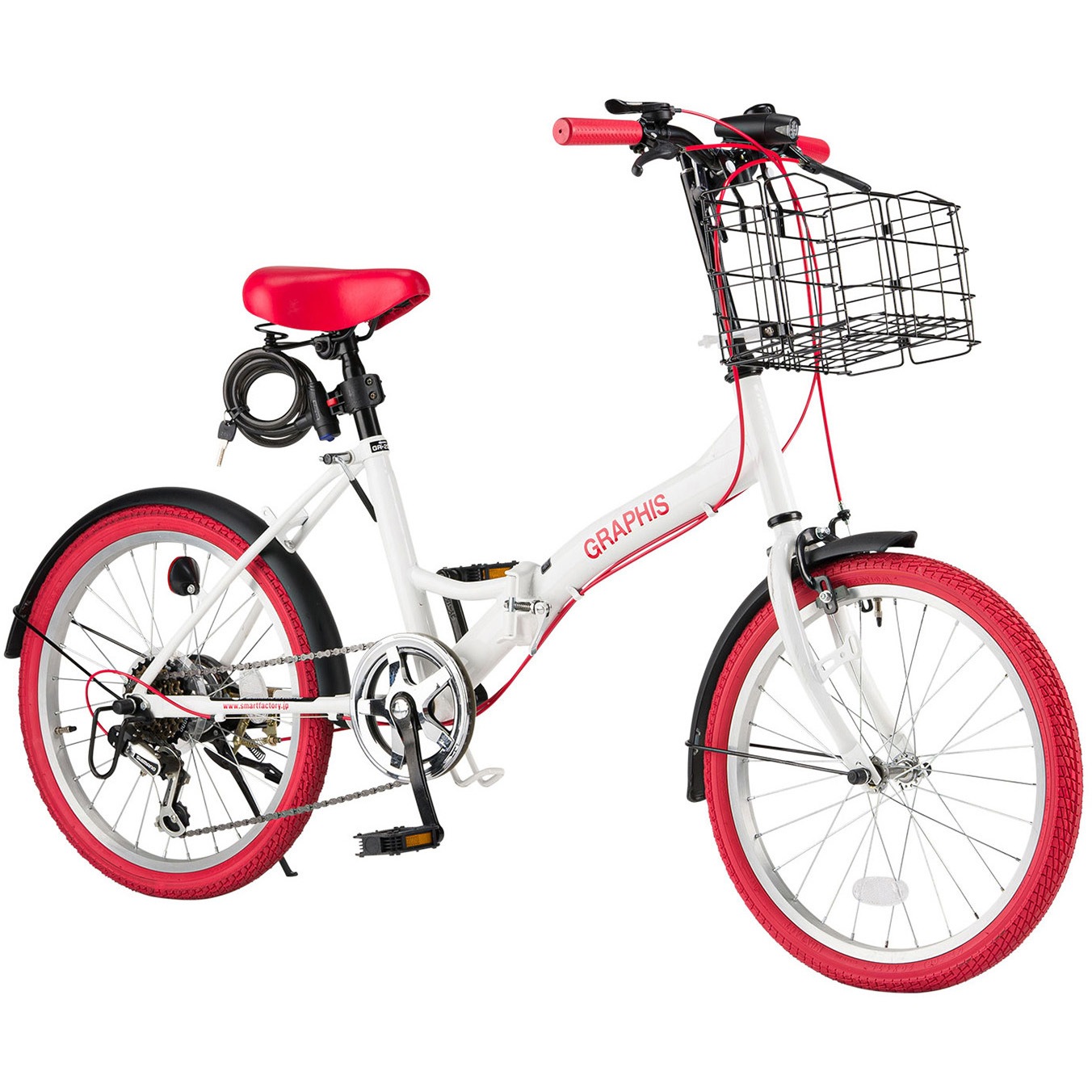 GRAPHIS 折り畳み自転車 ホワイト/レッド