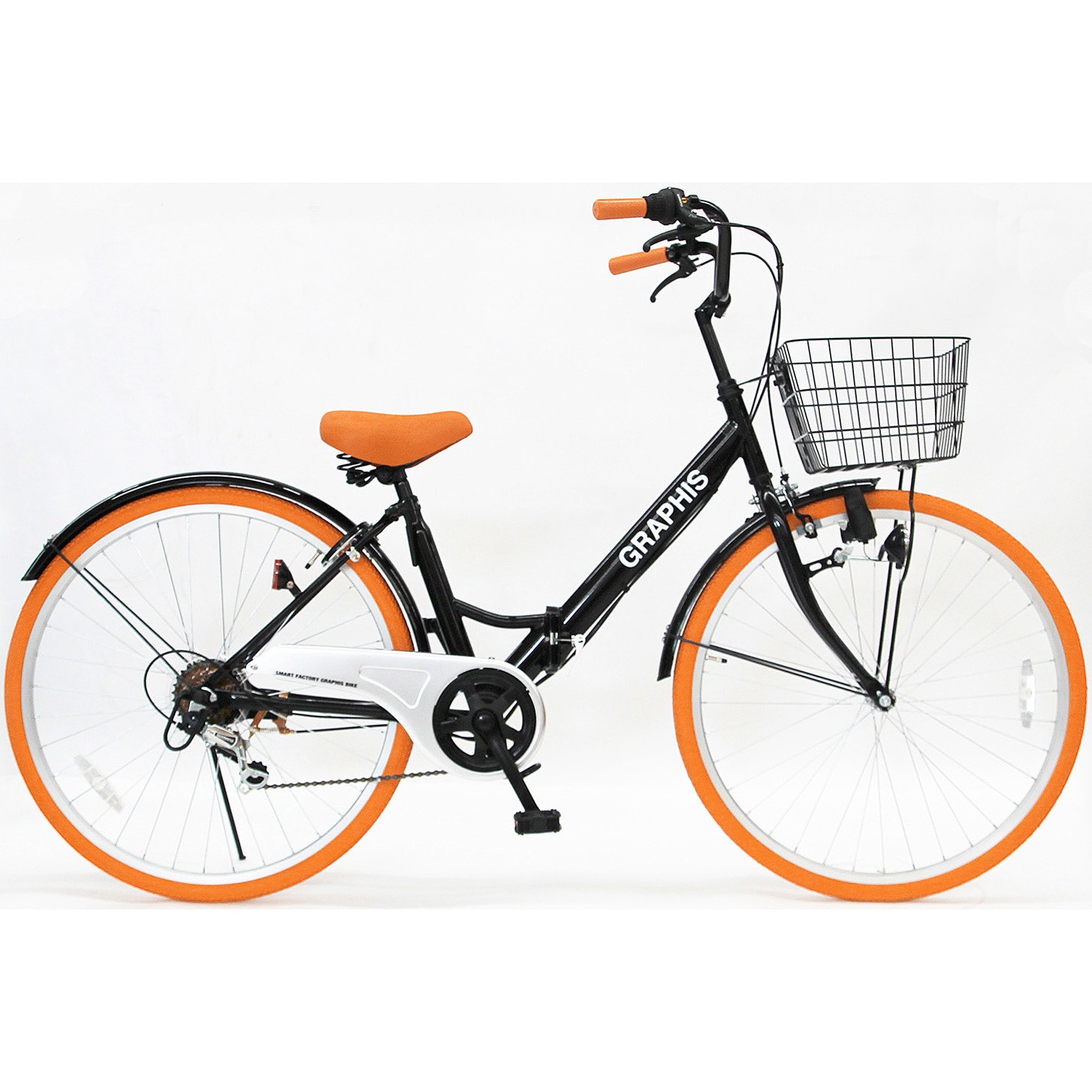 GR-CITY 折りたたみシティサイクル 6段変速 カゴ・カギ・ライト