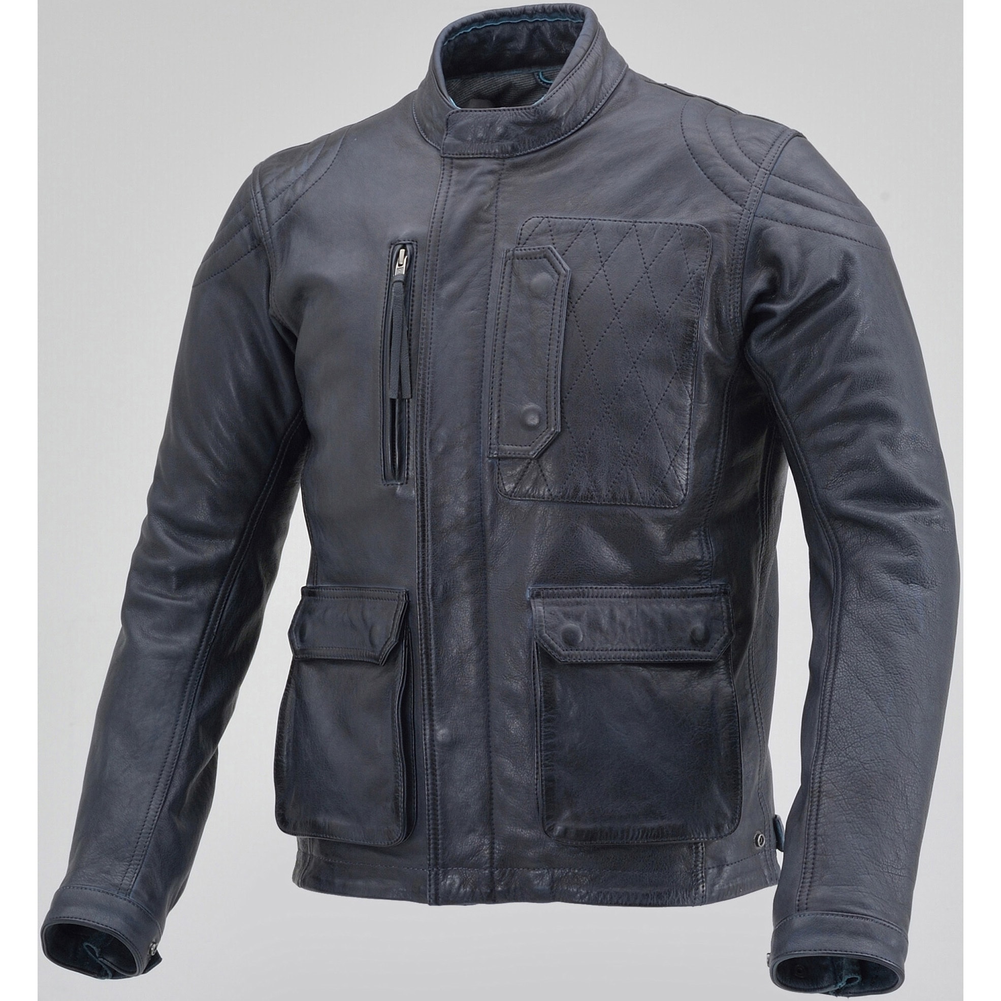 23688 DL-501 バイク用 レザー 春秋冬スクランブラージャケット DAYTONA(デイトナ) ネイビー色 M(メンズ)サイズ