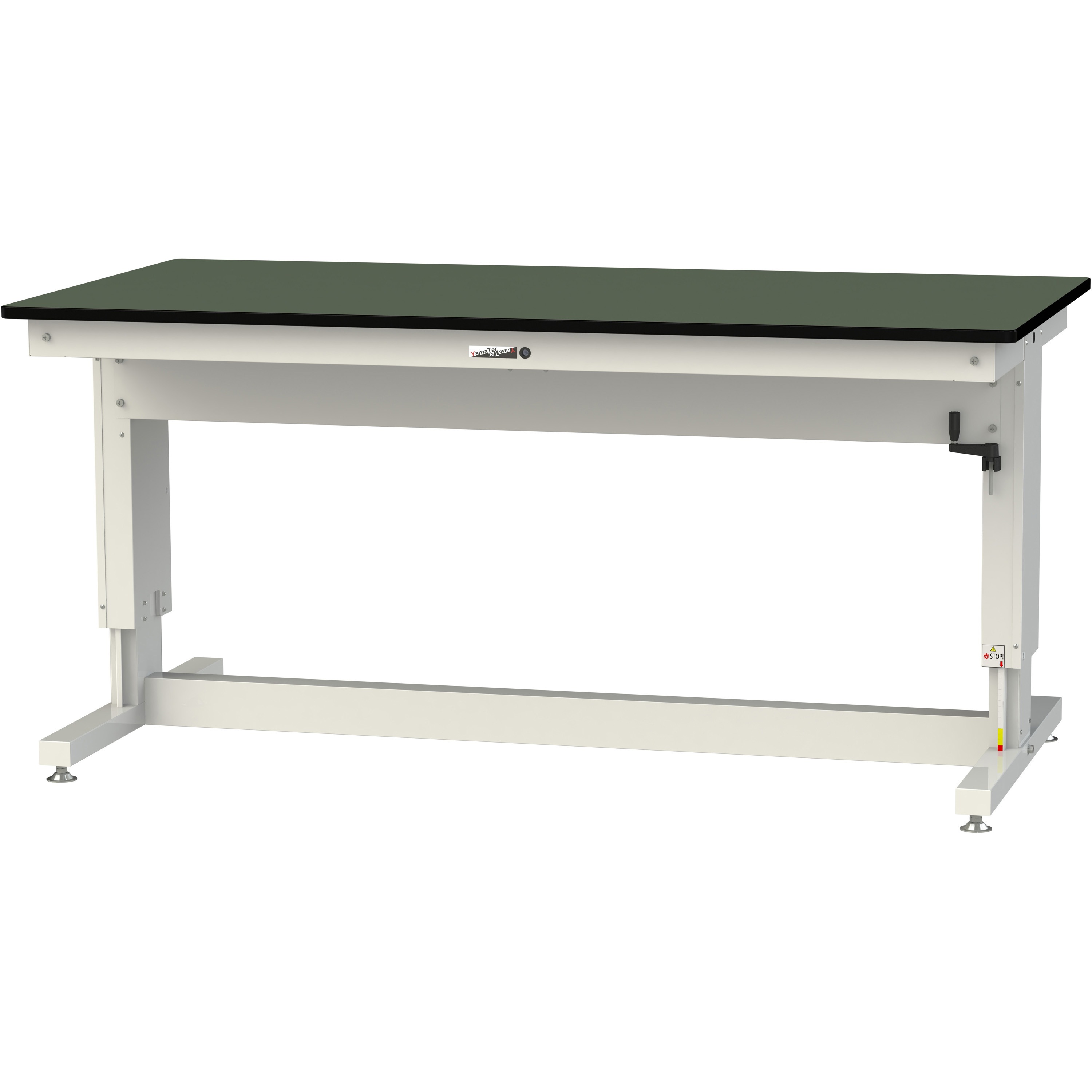 SSR-1890A-GW 【軽量作業台】ワークテーブル昇降タイプ(H715～H1015mm)塩ビシート天板グリーン色 山金工業 間口1800mm奥行900mm  SSR-1890A-GW