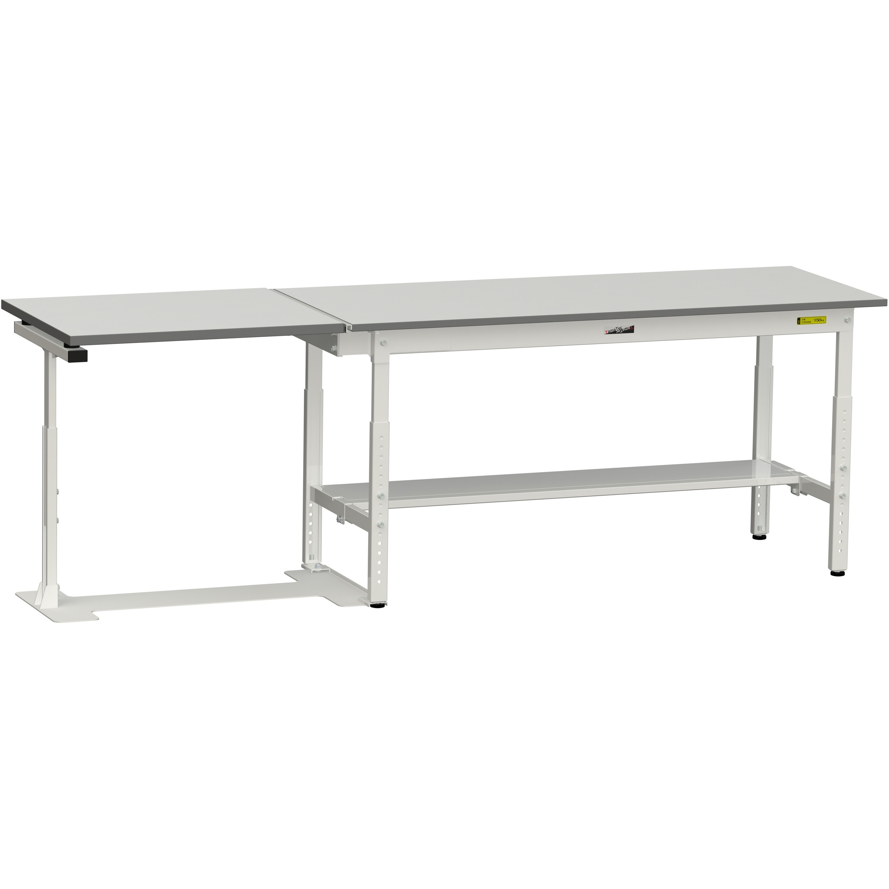 SUPAF-1560T-WW 【軽量作業台】ワークテーブル150シリーズ跳ね上げタイプ(半面棚板付き) 山金工業 シルキーホワイト色 対応 高さ600～900mm奥行600mm  SUPAF-1560T-WW
