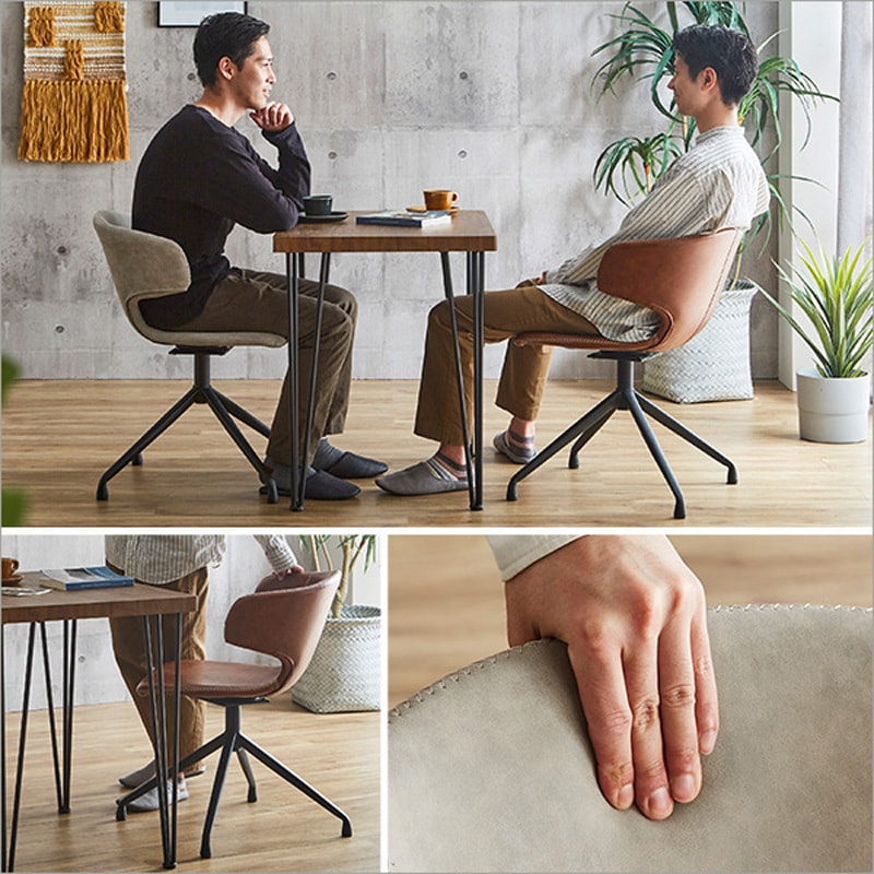 SH-23-AMD3-WA-CA ヴィンテージレザー調ダイニングチェア2脚