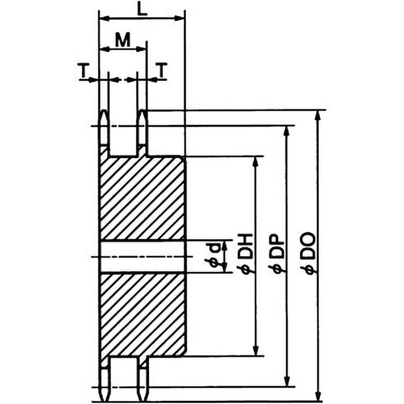 RF2040VRP-10T 倍速チェーン用スプロケット 椿本チエイン 下穴タイプ