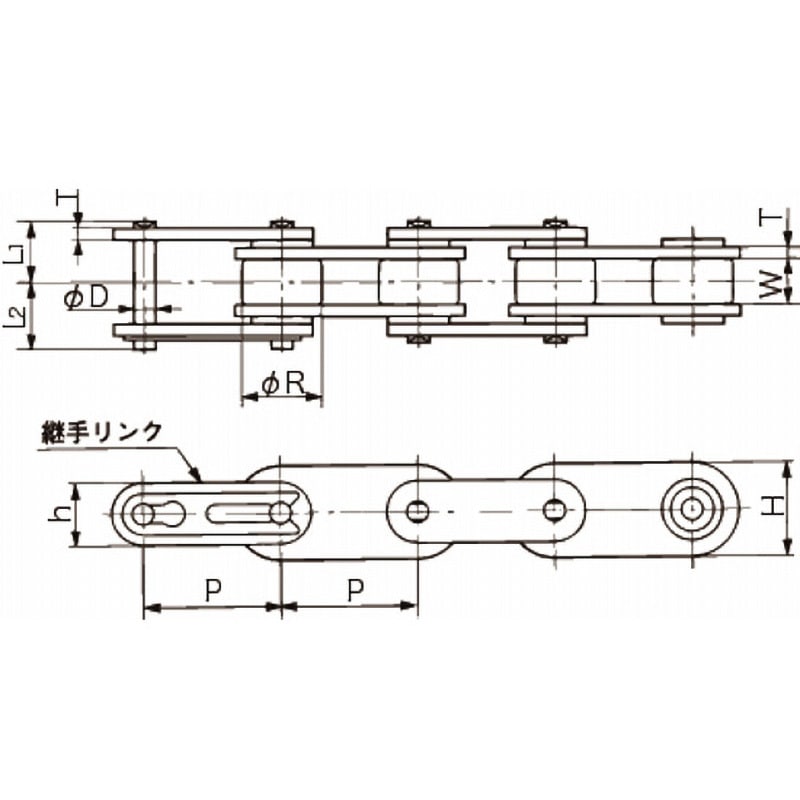 RF2060R-NBSS-10LK2-L 椿本チェイン（RS） ツバキ　バイピッチチェン B14-0231-L RF2060R-NBSS-10LK2- RF2060R バイピッチチェーン Rローラ形 椿本チエイン ピッチ38.1mm