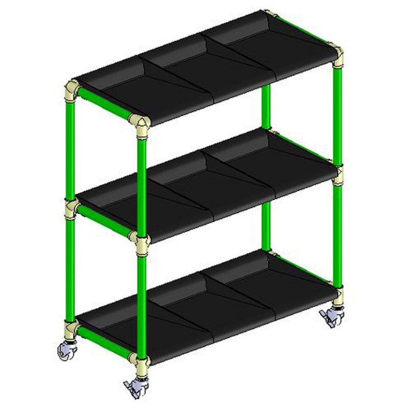 イレクター製長靴ラック3列3段 9足用 ブラックトレイ 矢崎化工 パイプ