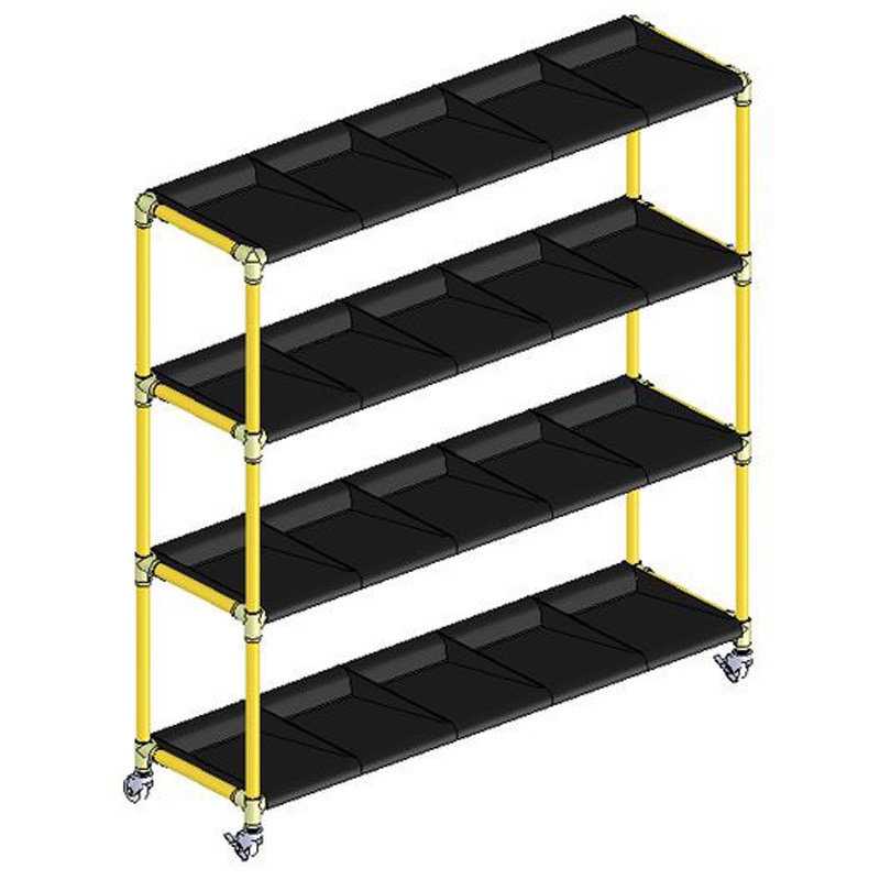 イエロー イレクター製長靴ラック5列4段 20足用 ブラックトレイ 矢崎