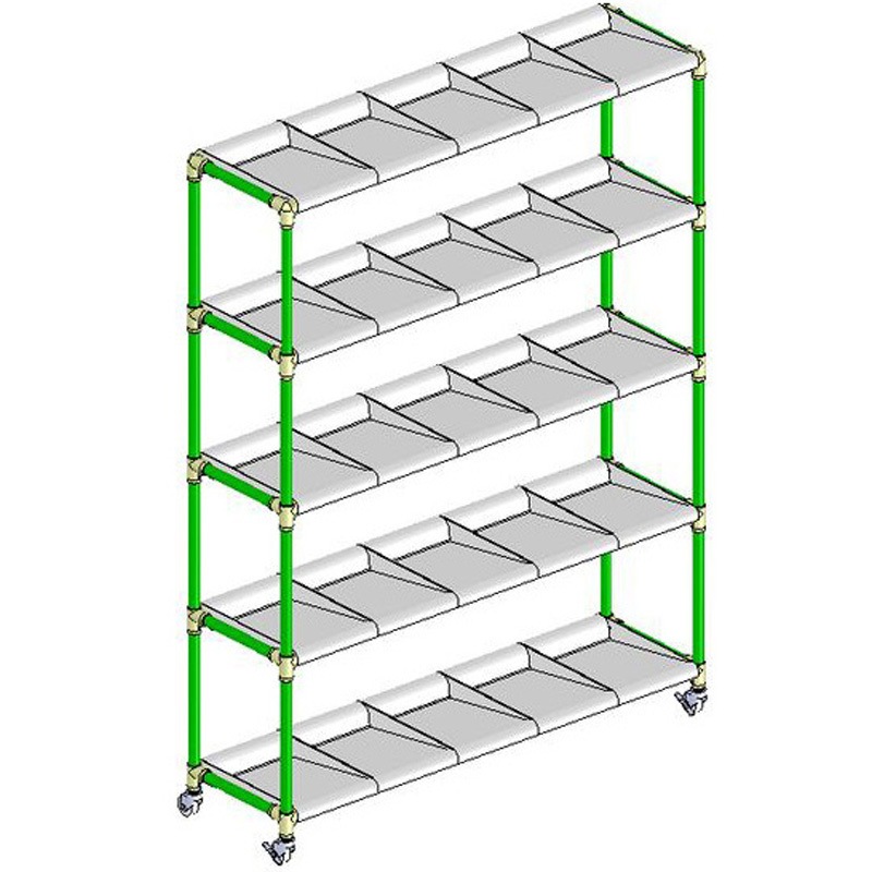 グリーン イレクター製長靴ラック5列5段 25足用 ホワイトトレイ 矢崎化工 奥行376mm高さ1757mm