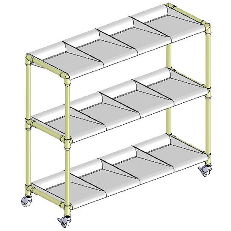 クリームグレー イレクター製長靴ラック4列3段 12足用 ホワイトトレイ 矢崎化工 奥行367mm高さ957mm 38,987円