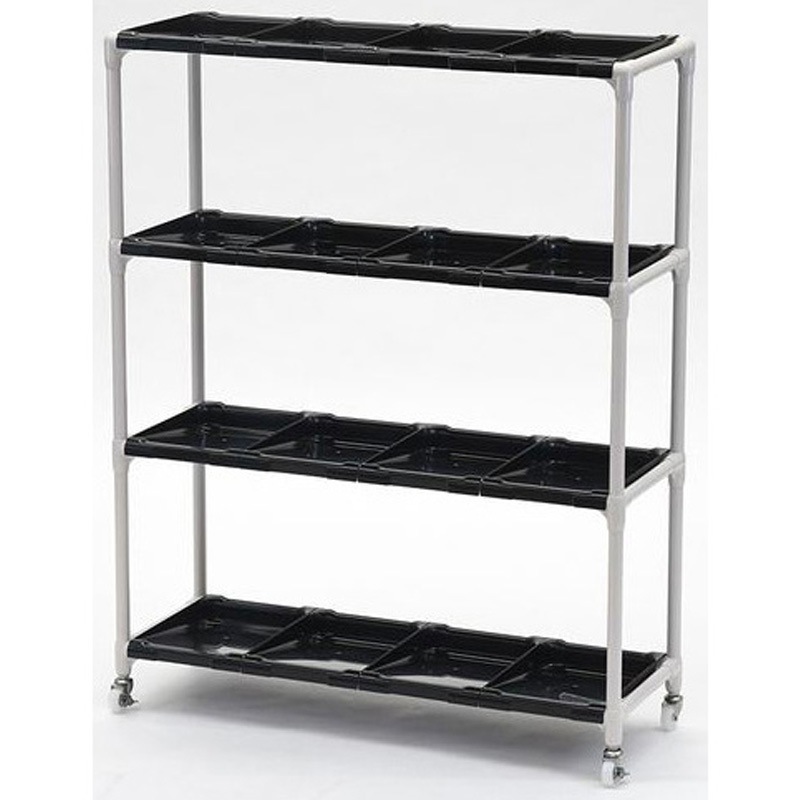 クリームグレー イレクター製長靴ラック4列4段 16足用 ブラックトレイ 矢崎化工 奥行376mm高さ1357mm 46,788円