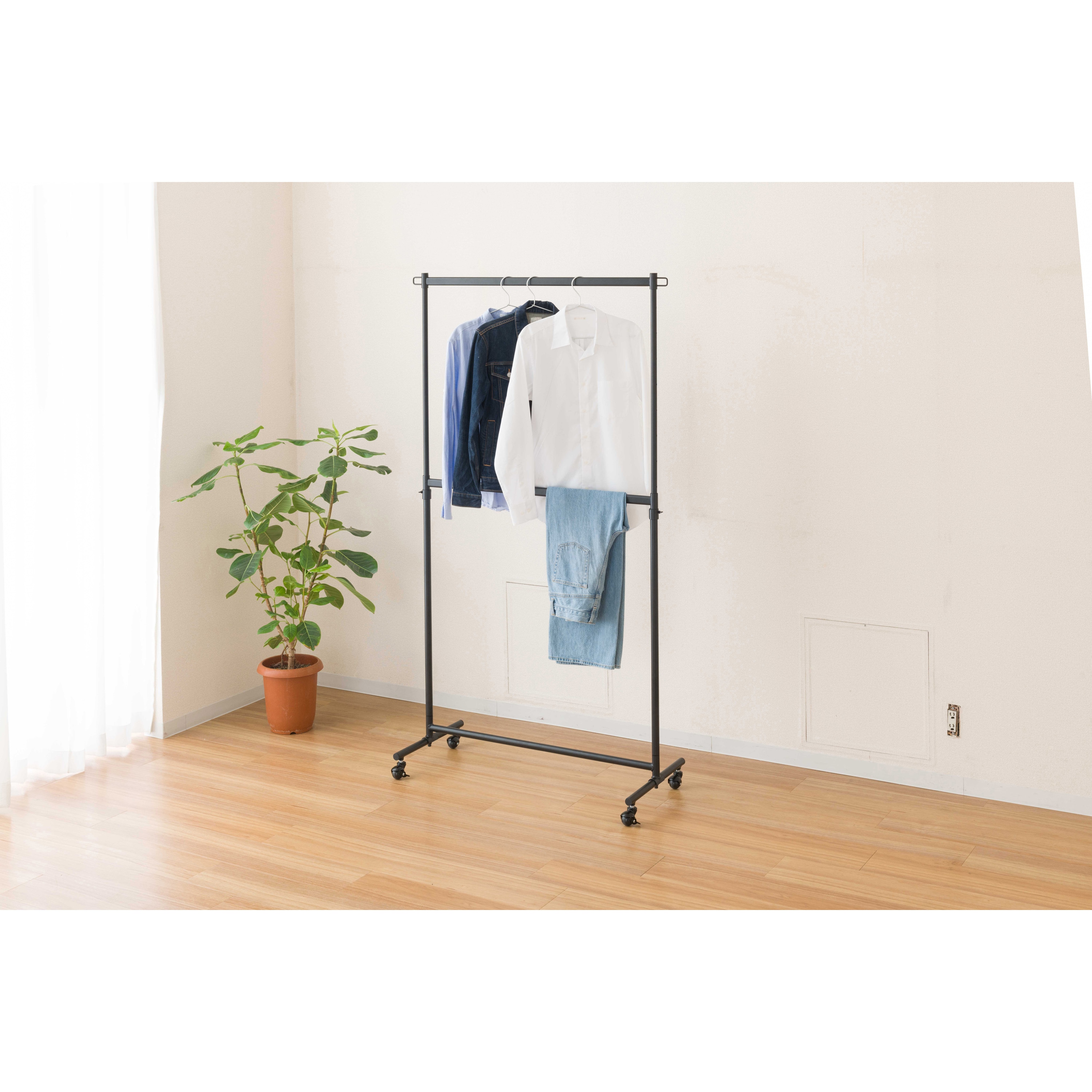 LIH2-100BK 高耐荷重インテリアハンガー2段式 ドウシシャ ブラック色