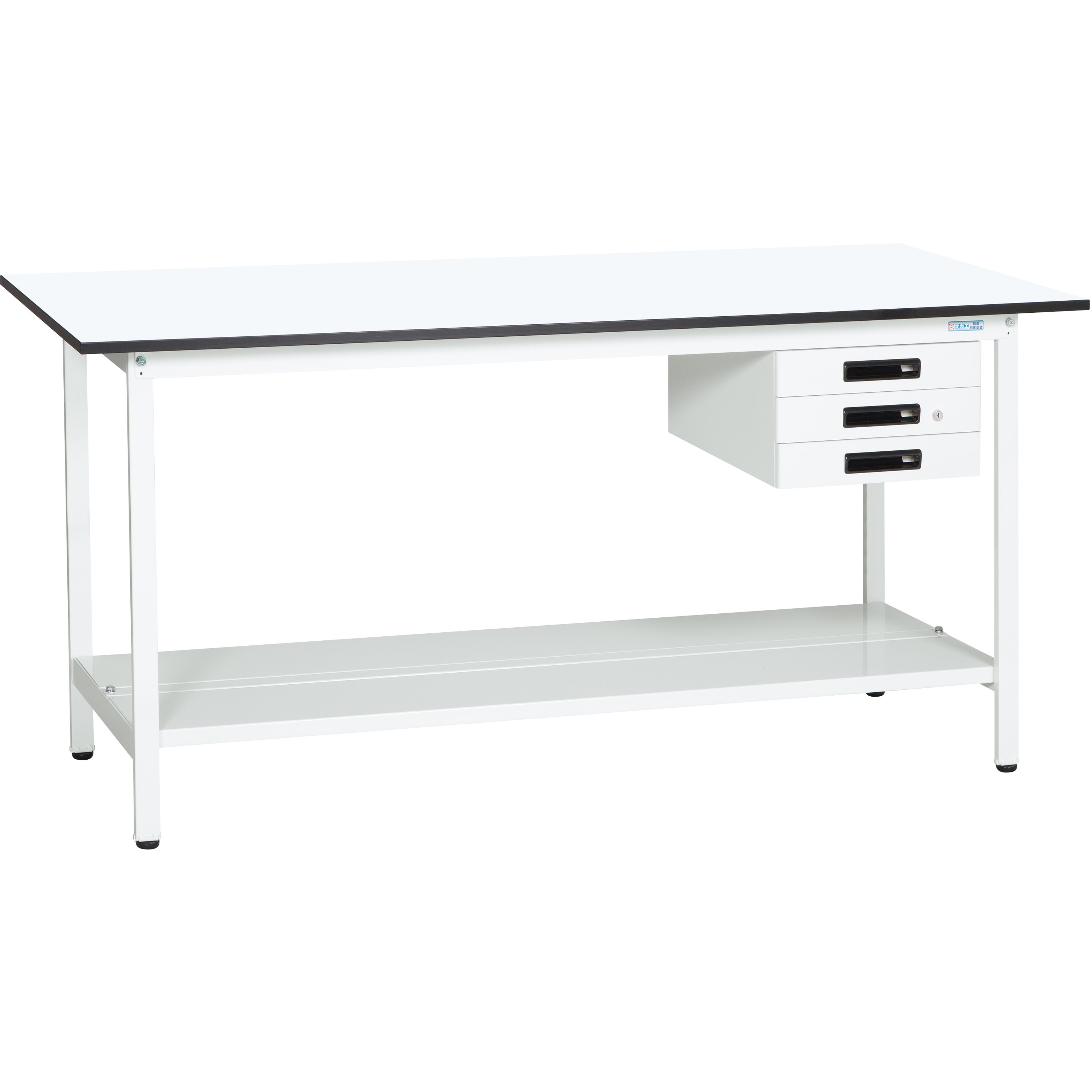 KAD-159CTMW 軽量作業台(KADタイプ/耐荷重180kg/メラミン天板/H900/中板付/引出付/固定式) サカエ ホワイト 対応 間口1500mm奥行900mm  KAD-159CTMW