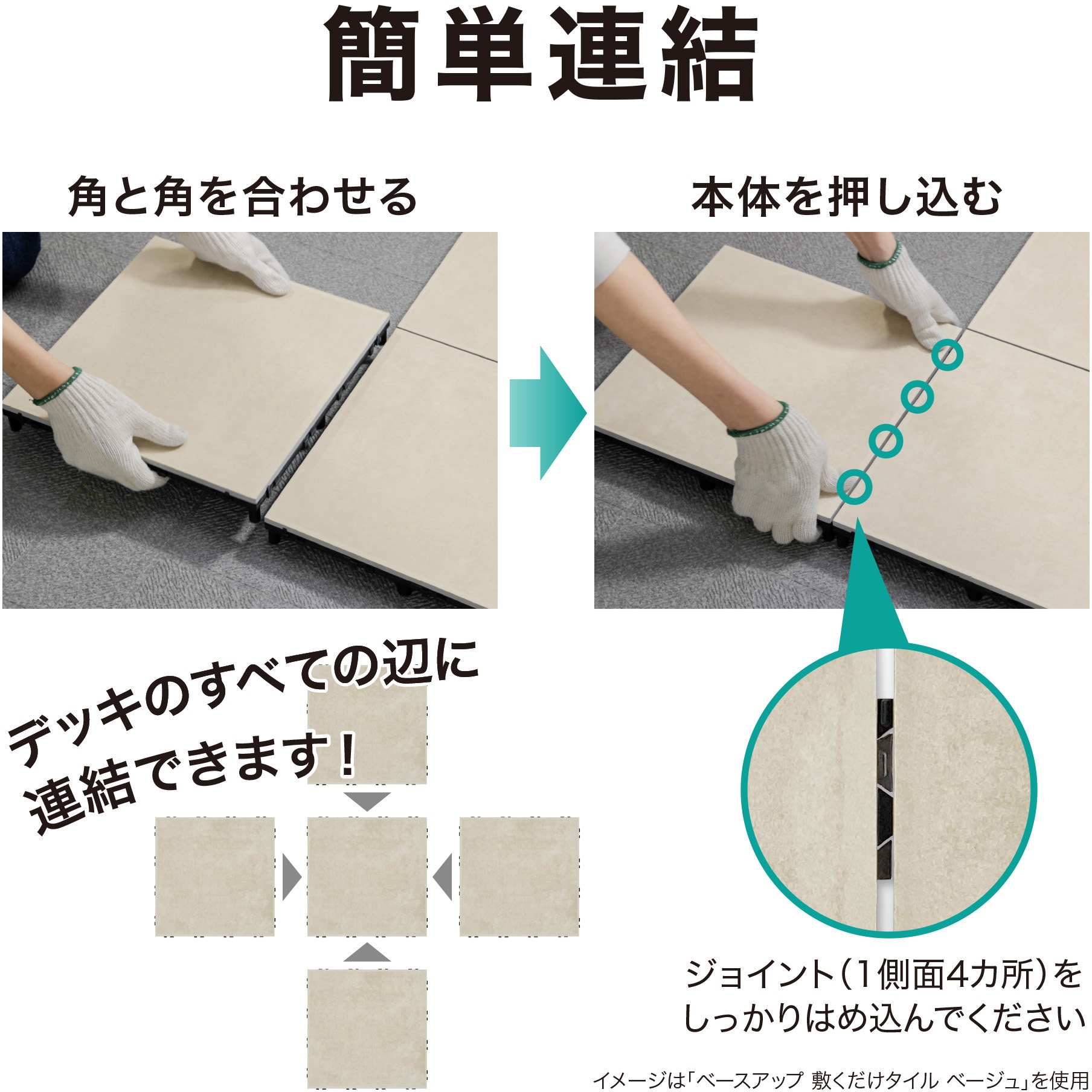 JBG-BCLG ベースアップ 敷くだけデッキ 磁器タイル 1枚 タカショー