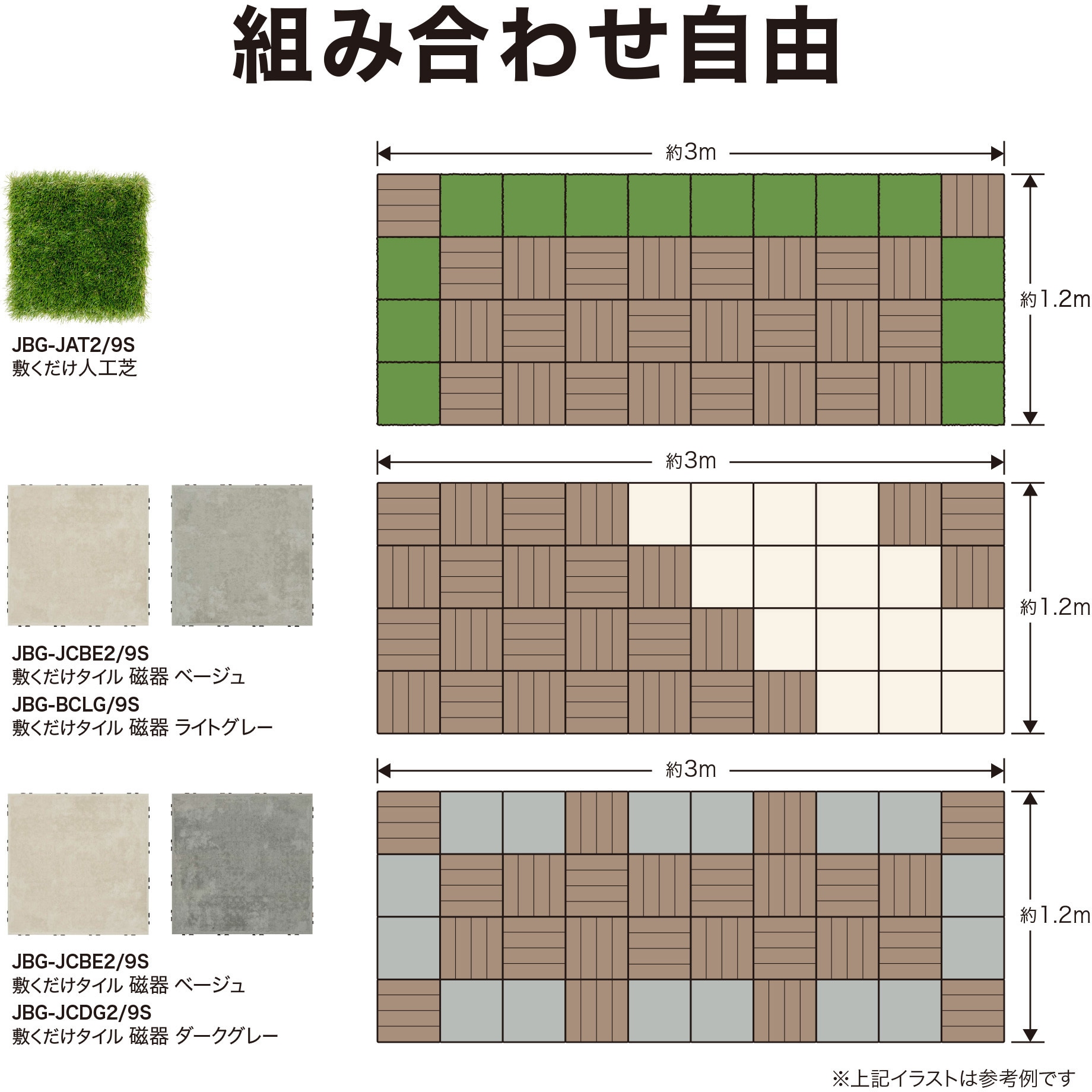 JBG-JPW2/9S 敷くだけデッキ 人工木 1箱(9枚) タカショー 【通販