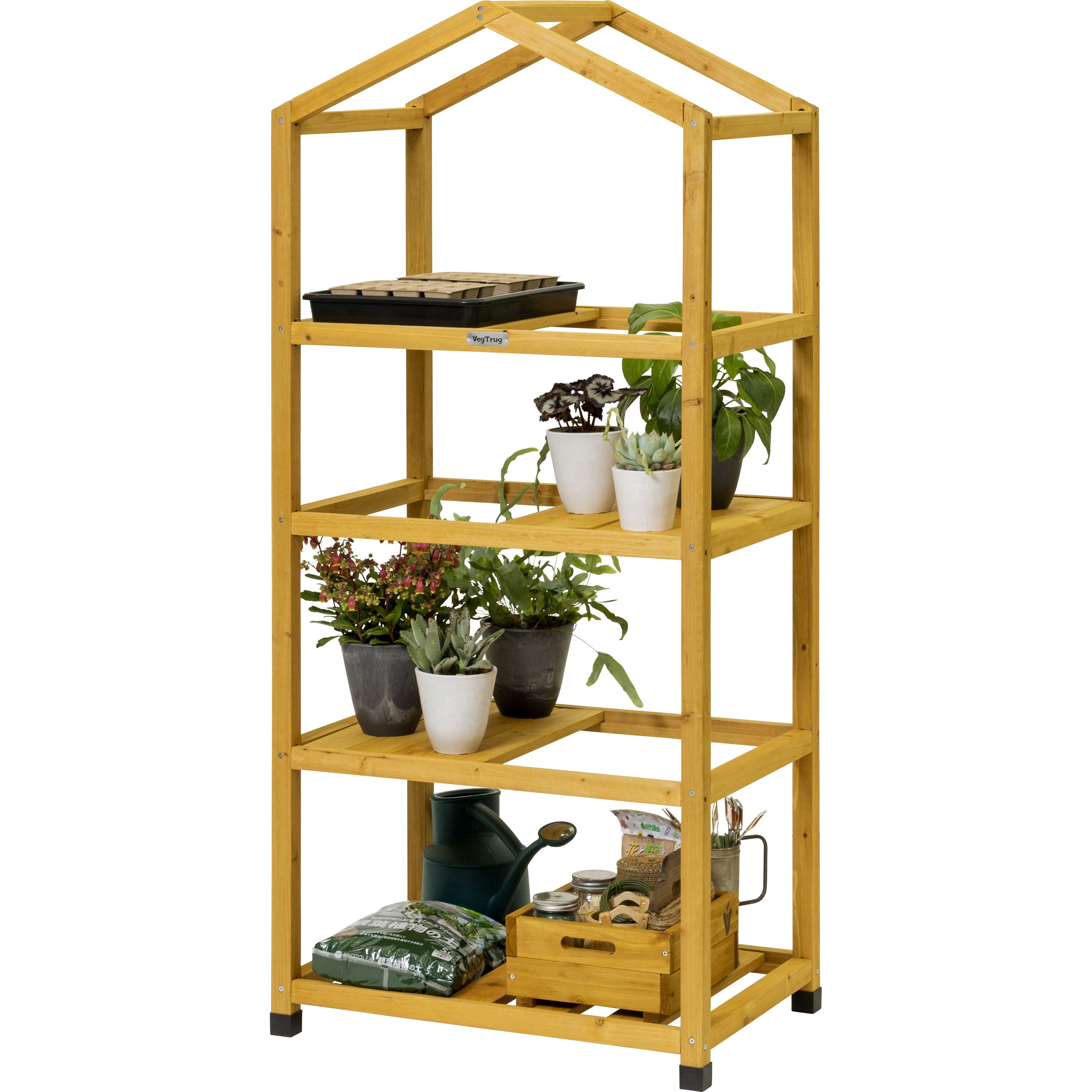ガーデンビニール温室　VegTrug VGT-WS01CN ウッドシェルフ付き VGT-WS01CN ウッドシェルフ タカショー 幅71cm奥行49cm高さ158cm VGT