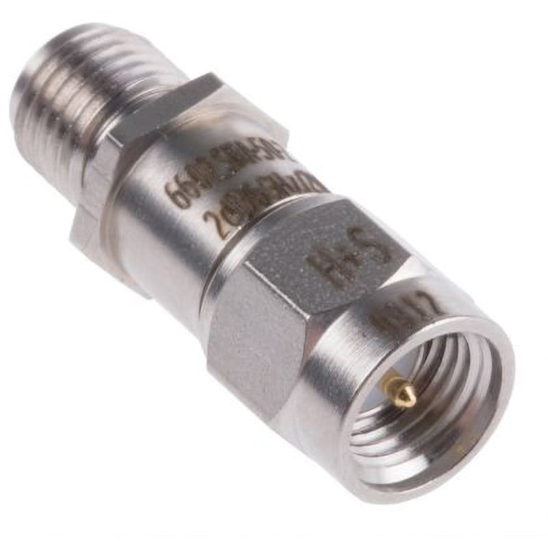 6602_SMA-50-2/199_NE Huber & Suhner RFアッテネータ， DC to 6GHz， SMAプラグーソケット HUBER & SUHNER インピーダンス50Ω