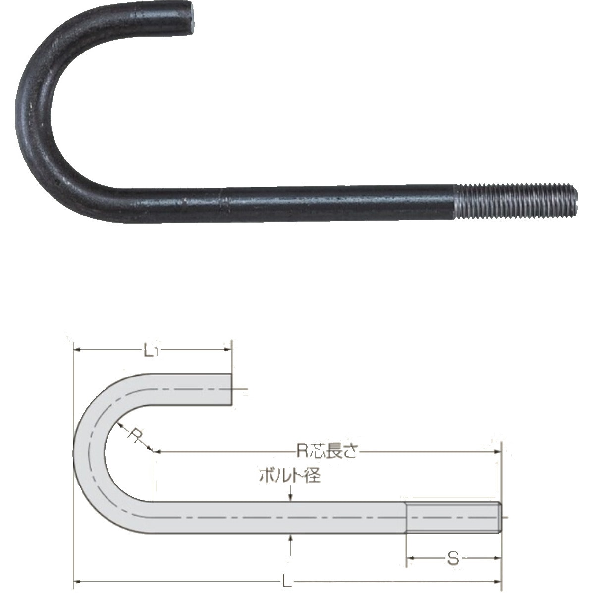 生地 J型アンカーボルト SS400(ダブルナット)