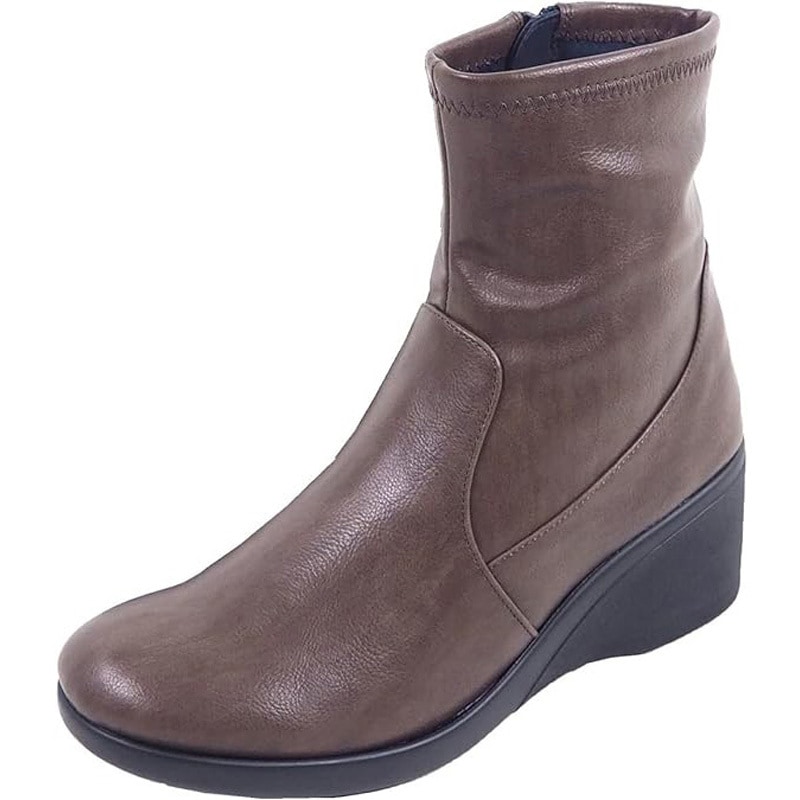 R608C-DBR-LL リゲッタ サイドジップ付ショートブーツ リゲッタ 合成皮革 ダークブラウン色 サイズ25.0～25.5cm  R608C-DBR-LL