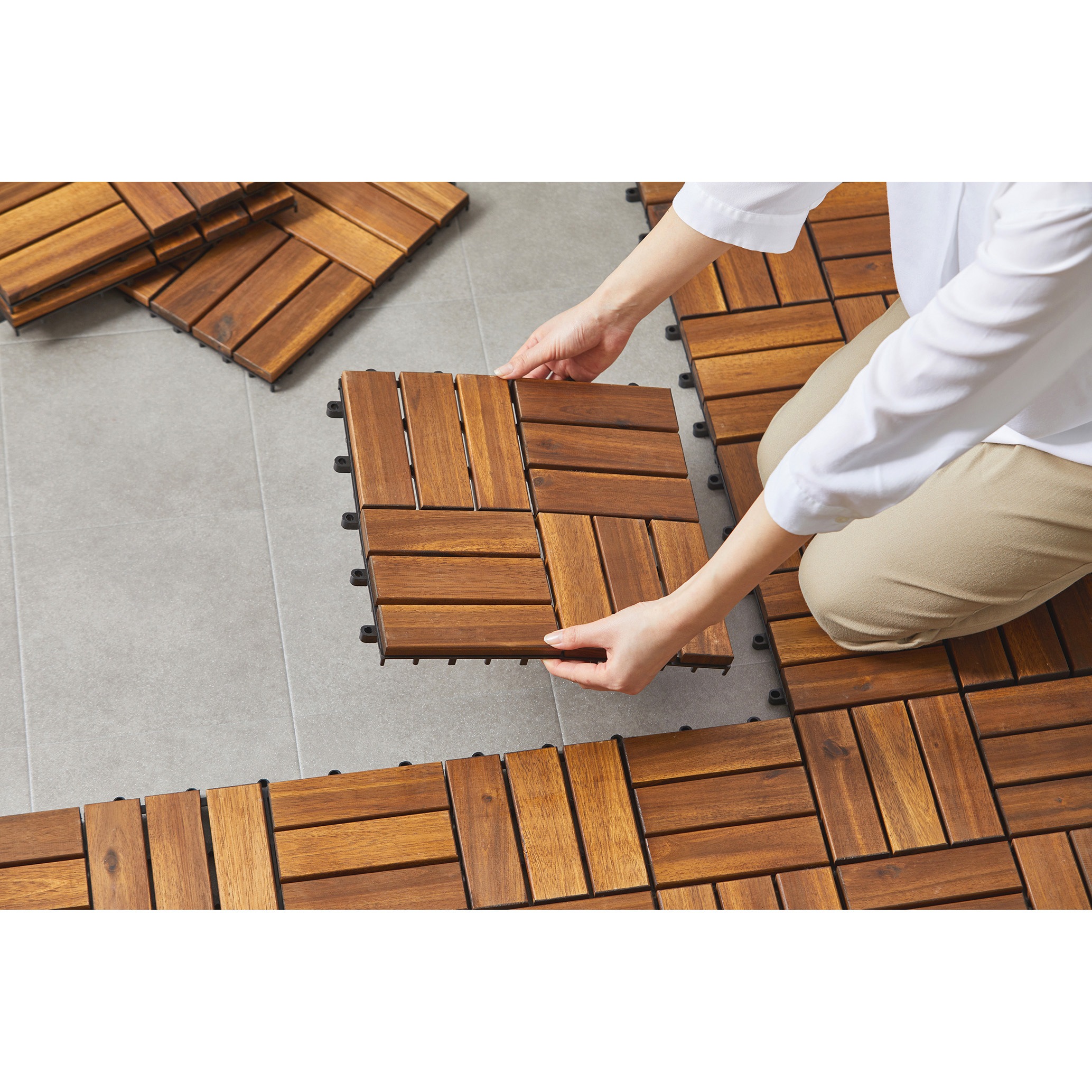 WTD-12 ウッドタイルデッキ アイリスオーヤマ ブラウン色 幅300mm奥行