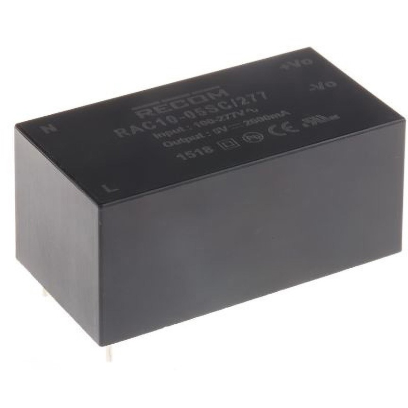 RAC10-05SC/277 Recom スイッチング電源 RECOM RAC10-C/277シリーズ DC5V 2000mA 幅27.4mm奥行23.5mm 1セット(16個)