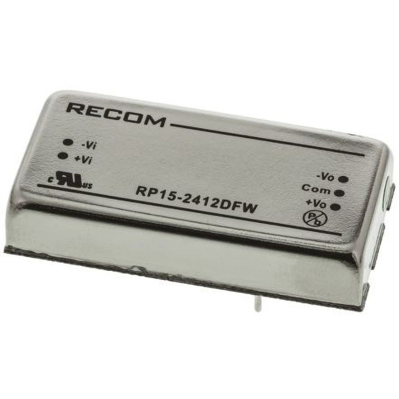 RP15-2412DFW Recom 絶縁DC-DCコンバータ RECOM RP15-FWシリーズ 出力電圧(V):±12(DC) ±625mA 幅25.4mm奥行10.2mm 1セット(9個) 60,390円