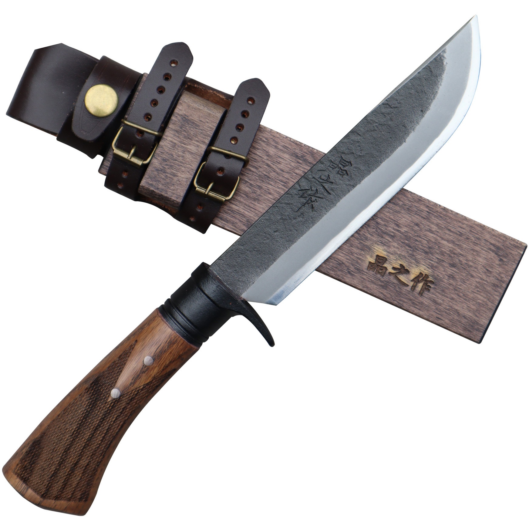 tygr230410-016-001 ソロキャンプ遊鉈5寸 黒ツバ輪 トヨクニ 両刃 刃長150mm全長295mm  tygr230410-016-001