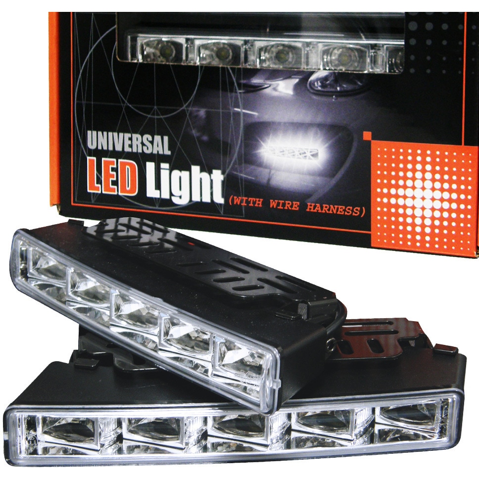 S098CR LEDデイランプ デイライト 高輝度ハイパワーLED5発 室内スイッチ付き クローム 1セット クリスタルアイ 【通販モノタロウ】