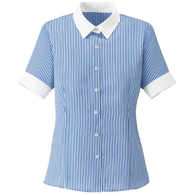 RB4555 半袖ブラウス RB4555 ボンマックス 女性用 NFロンドンストライプ ブルー色 21号サイズ 6,190円